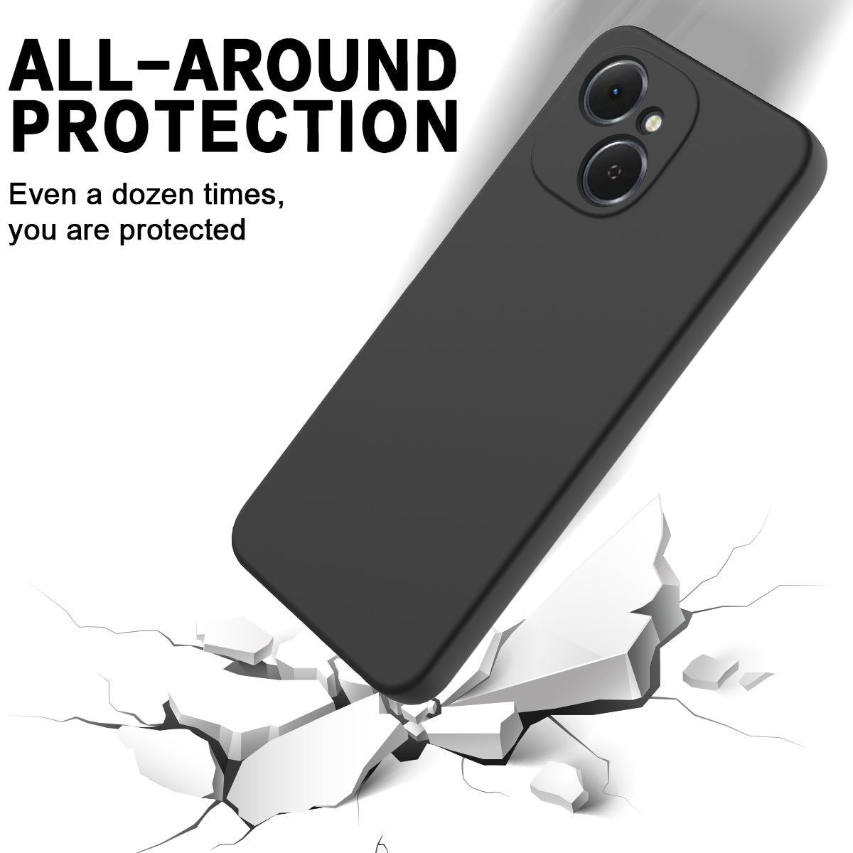 For-TECNO-Spark-40C-Liquid-Silicone-Case-Phone-Back-Cover-with-Hand-Strap-Black