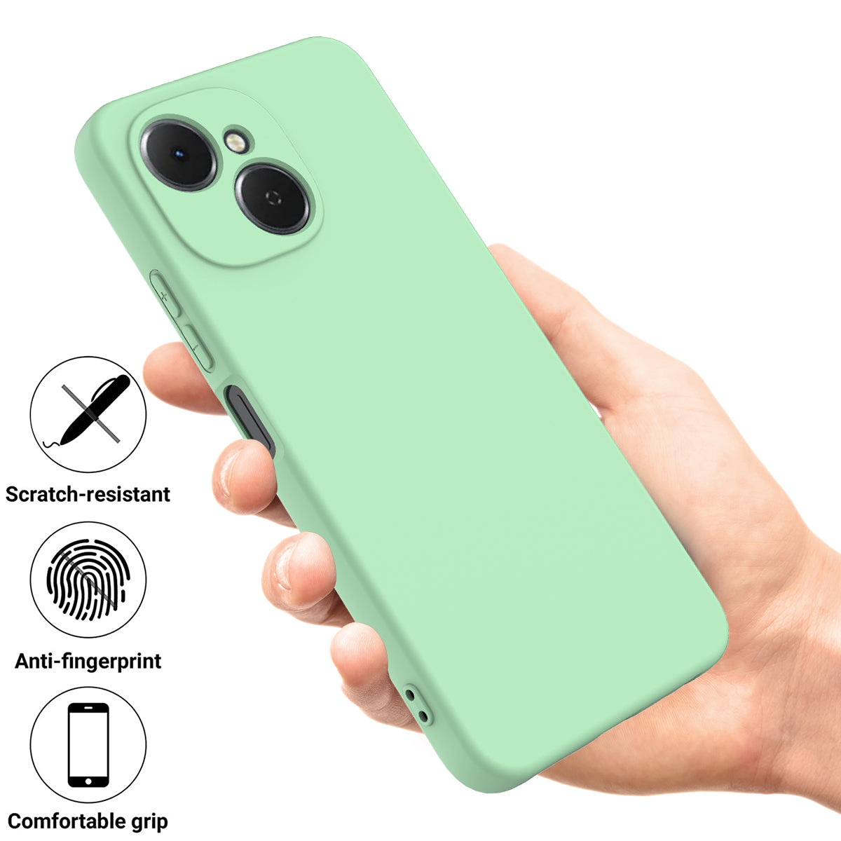 For-TECNO-Spark-40C-Liquid-Silicone-Case-Phone-Back-Cover-with-Hand-Strap-Green