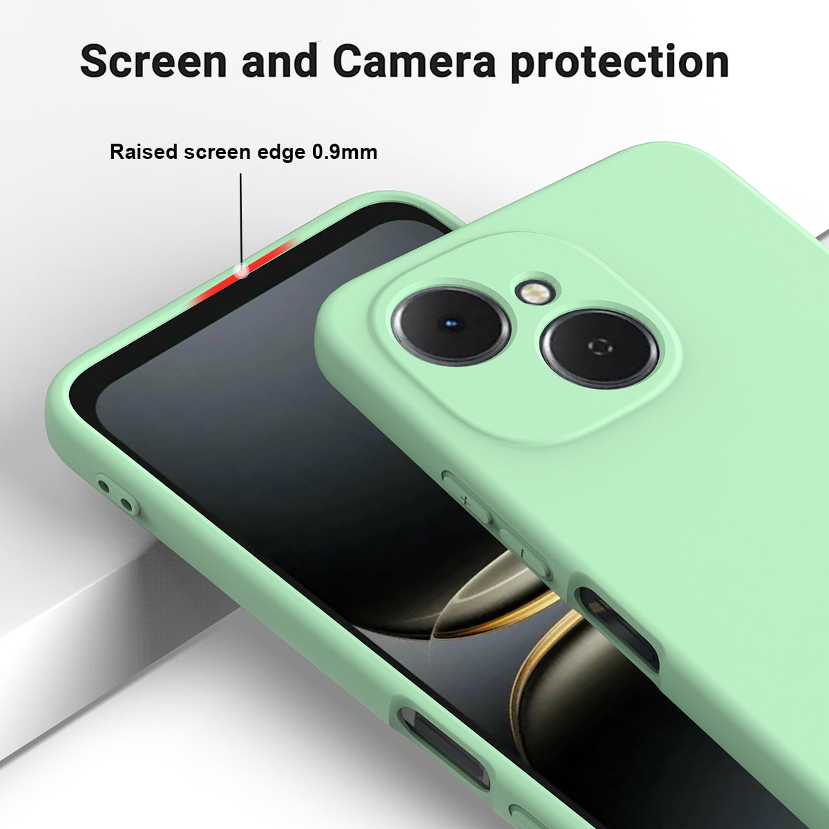 For-TECNO-Spark-40C-Liquid-Silicone-Case-Phone-Back-Cover-with-Hand-Strap-Green