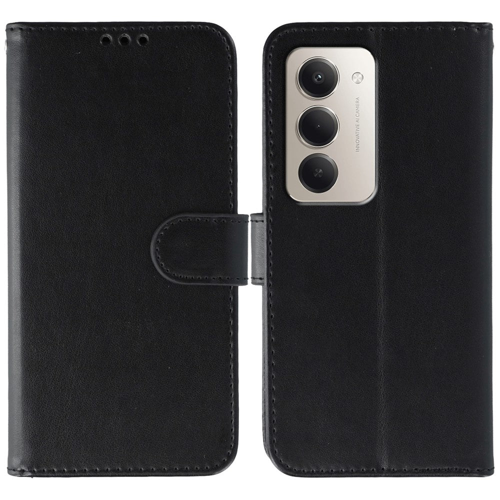 For-Xiaomi-Redmi-15-5G-(Global)-(169mm)-/-Poco-M7-4G-(169mm)-Case-PU-Leather-Flip-Wallet-Phone-Cover-with-Strap-Black