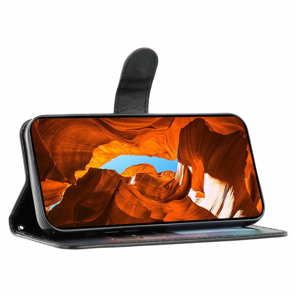 For-Xiaomi-Redmi-15-5G-(Global)-(169mm)-/-Poco-M7-4G-(169mm)-Case-PU-Leather-Flip-Wallet-Phone-Cover-with-Strap-Black