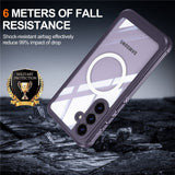 For-Samsung-Galaxy-S25-FE-Magnetic-Case-PC-+-TPU-Phone-Cover-with-Tempered-Glass-Screen-Film-Purple