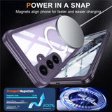 For-Samsung-Galaxy-S25-FE-Magnetic-Case-PC-+-TPU-Phone-Cover-with-Tempered-Glass-Screen-Film-Purple