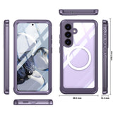 For-Samsung-Galaxy-S25-FE-Magnetic-Case-PC-+-TPU-Phone-Cover-with-Tempered-Glass-Screen-Film-Purple