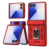 For-Samsung-Galaxy-Z-Flip7-5G-Case-PC-+-TPU-Shockproof-Phone-Back-Cover-with-Kickstand-Red