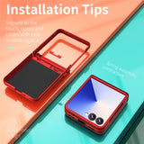 For-Samsung-Galaxy-Z-Flip7-5G-Case-PC-+-TPU-Shockproof-Phone-Back-Cover-with-Kickstand-Red