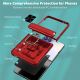 For-Samsung-Galaxy-Z-Flip7-5G-Case-PC-+-TPU-Shockproof-Phone-Back-Cover-with-Kickstand-Red