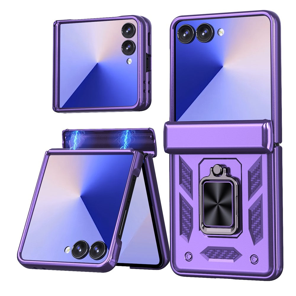 For-Samsung-Galaxy-Z-Flip7-5G-Case-PC-+-TPU-Shockproof-Phone-Back-Cover-with-Kickstand-Purple
