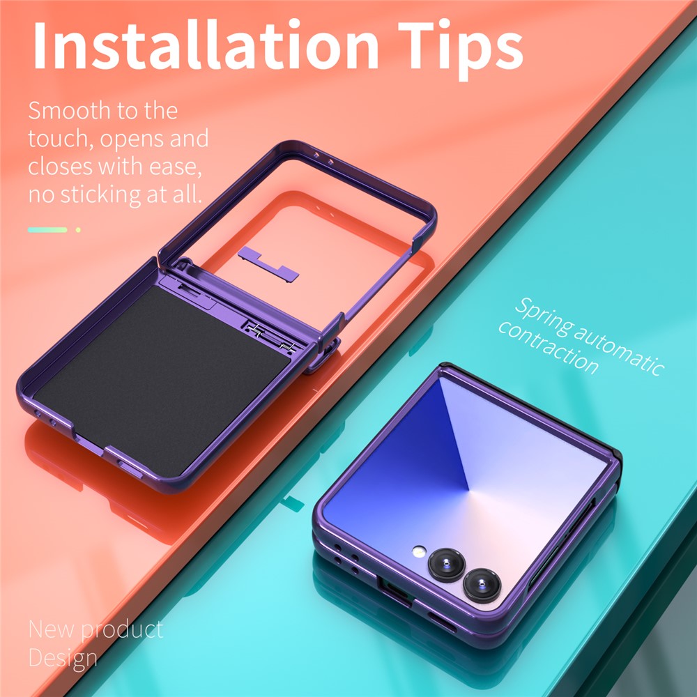 For-Samsung-Galaxy-Z-Flip7-5G-Case-PC-+-TPU-Shockproof-Phone-Back-Cover-with-Kickstand-Purple