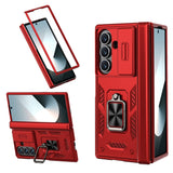 For-Samsung-Galaxy-Z-Fold7-5G-Case-PC-+-TPU-Shockproof-Phone-Back-Cover-with-Kickstand-Red