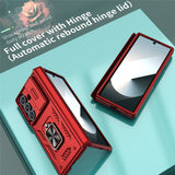 For-Samsung-Galaxy-Z-Fold7-5G-Case-PC-+-TPU-Shockproof-Phone-Back-Cover-with-Kickstand-Red