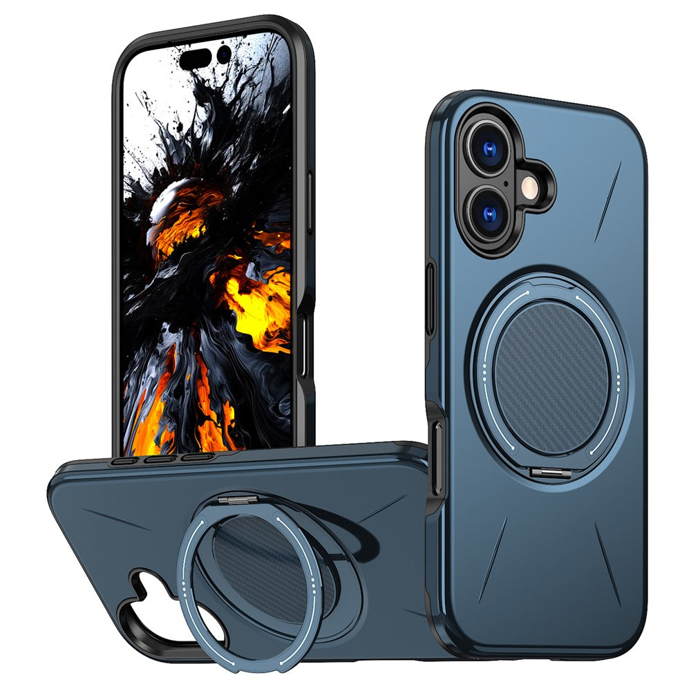 For-iPhone-17-Magnetic-Case-Rotating-Kickstand-TPU-+-PC-Phone-Cover-Blue