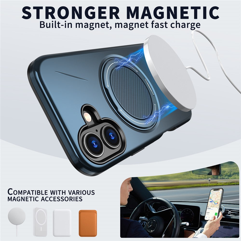 For-iPhone-17-Magnetic-Case-Rotating-Kickstand-TPU-+-PC-Phone-Cover-Blue