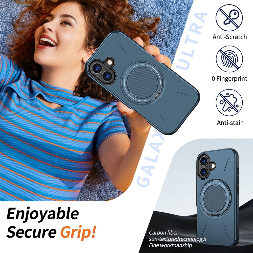 For-iPhone-17-Magnetic-Case-Rotating-Kickstand-TPU-+-PC-Phone-Cover-Blue