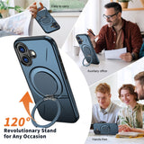 For-iPhone-17-Magnetic-Case-Rotating-Kickstand-TPU-+-PC-Phone-Cover-Blue