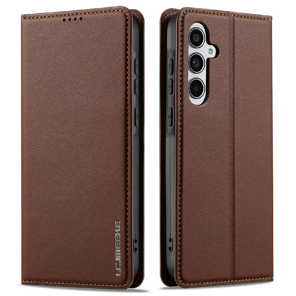 LC.IMEEKE-L1-Series-for-Samsung-Galaxy-S25-FE-Case-PU-Leather-Wallet-Stand-Protective-Phone-Cover-Brown