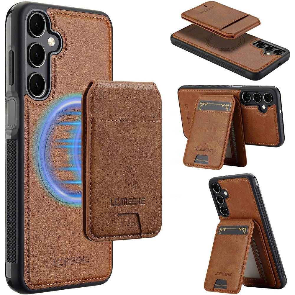 LC.IMEEKE-L3-For-Samsung-Galaxy-S25-FE-Magnetic-Case-Detachable-Card-Holder-Leather-TPU-Mobile-Cover-Brown