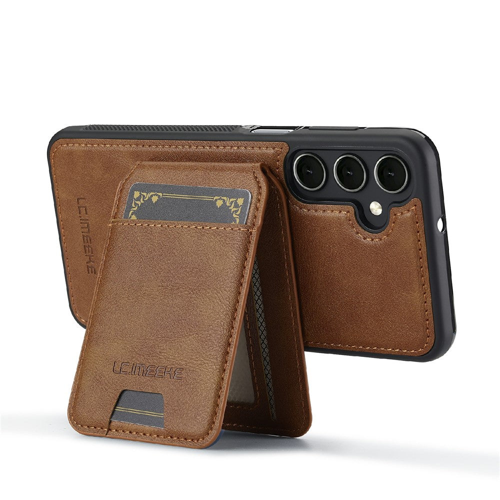 LC.IMEEKE-L3-For-Samsung-Galaxy-S25-FE-Magnetic-Case-Detachable-Card-Holder-Leather-TPU-Mobile-Cover-Brown