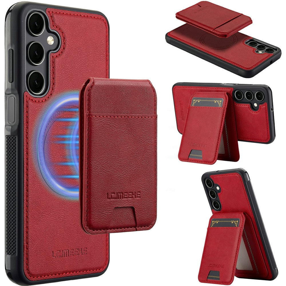 LC.IMEEKE-L3-For-Samsung-Galaxy-S25-FE-Magnetic-Case-Detachable-Card-Holder-Leather-TPU-Mobile-Cover-Red