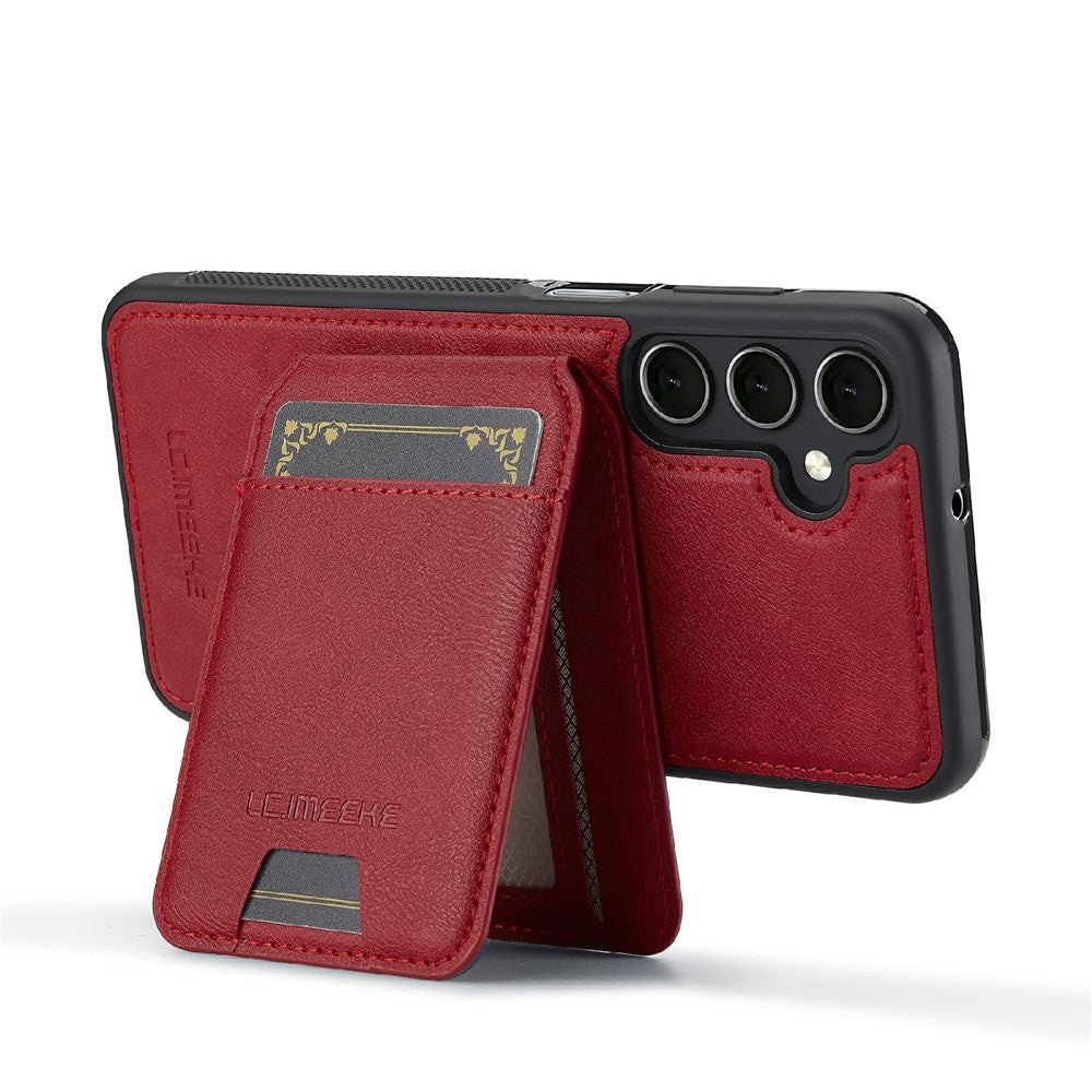 LC.IMEEKE-L3-For-Samsung-Galaxy-S25-FE-Magnetic-Case-Detachable-Card-Holder-Leather-TPU-Mobile-Cover-Red