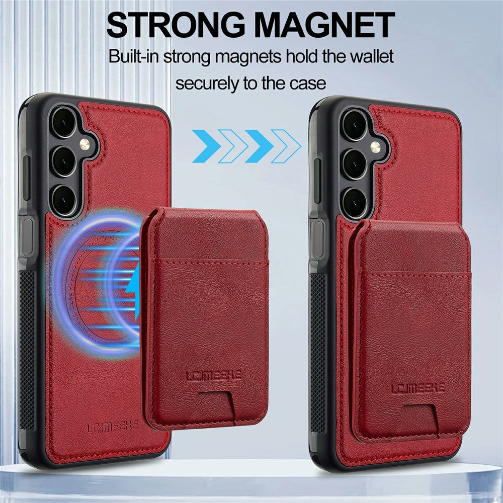 LC.IMEEKE-L3-For-Samsung-Galaxy-S25-FE-Magnetic-Case-Detachable-Card-Holder-Leather-TPU-Mobile-Cover-Red