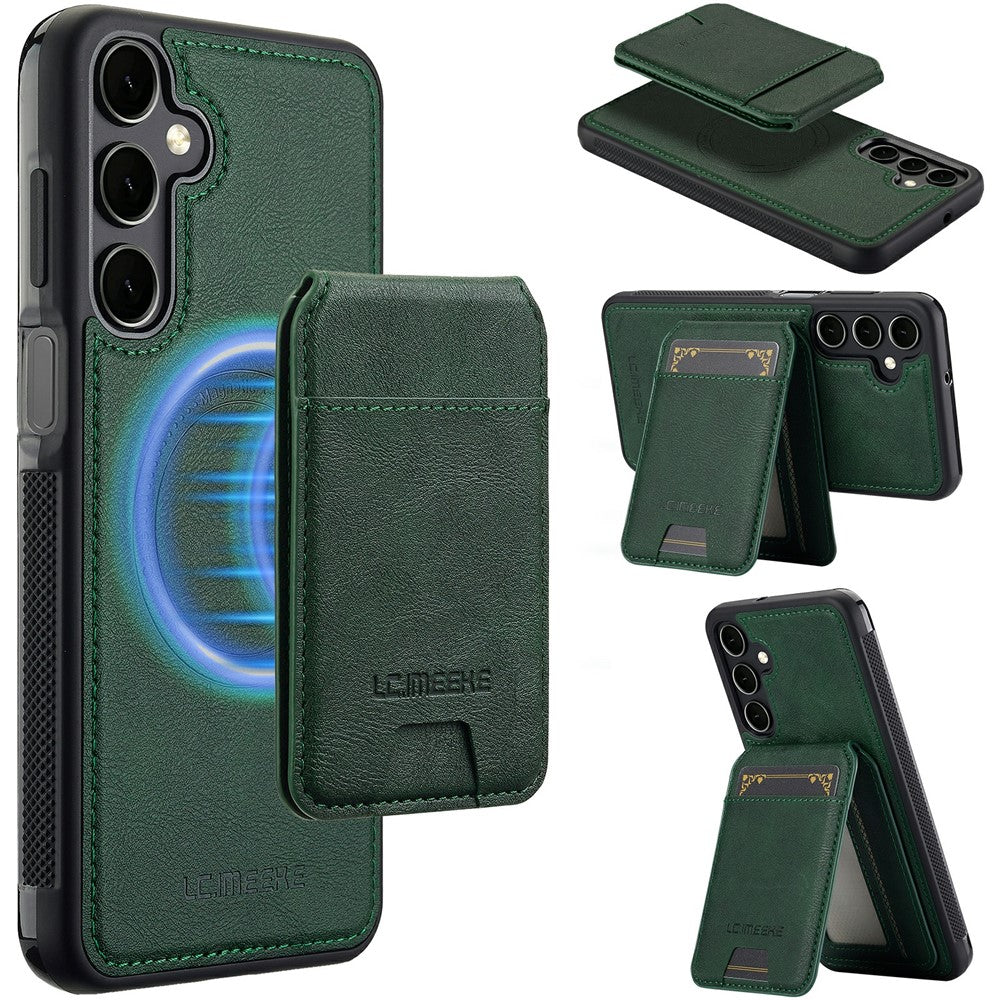 LC.IMEEKE-L3-For-Samsung-Galaxy-S25-FE-Magnetic-Case-Detachable-Card-Holder-Leather-TPU-Mobile-Cover-Green