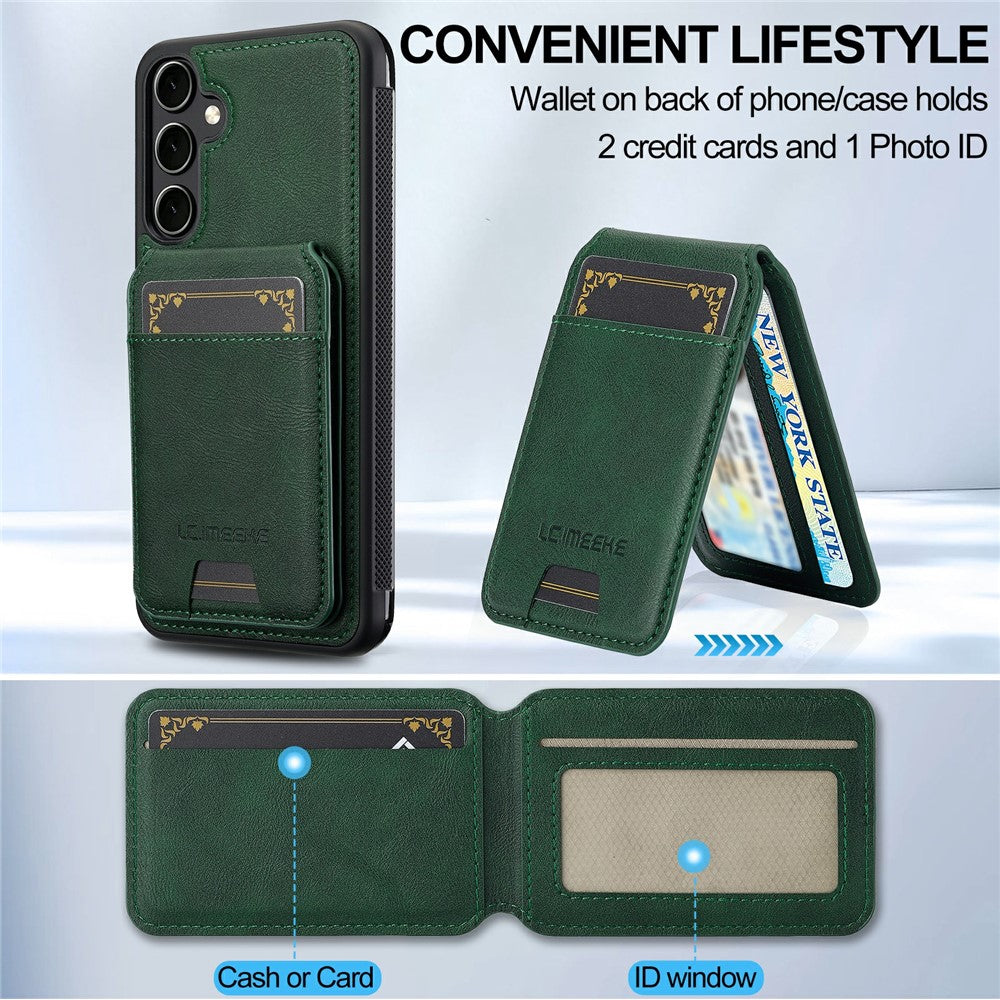 LC.IMEEKE-L3-For-Samsung-Galaxy-S25-FE-Magnetic-Case-Detachable-Card-Holder-Leather-TPU-Mobile-Cover-Green