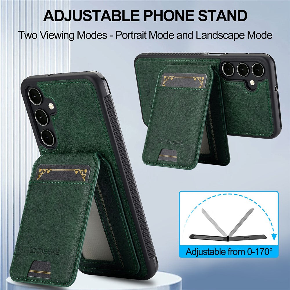 LC.IMEEKE-L3-For-Samsung-Galaxy-S25-FE-Magnetic-Case-Detachable-Card-Holder-Leather-TPU-Mobile-Cover-Green