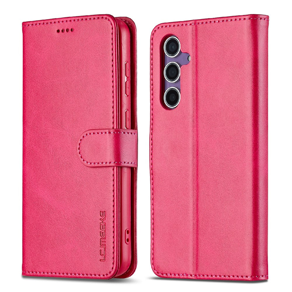 LC.IMEEKE-For-Samsung-Galaxy-S25-FE-Case-Calf-Texture-PU-Leather-Stand-Wallet-Phone-Cover-Rose