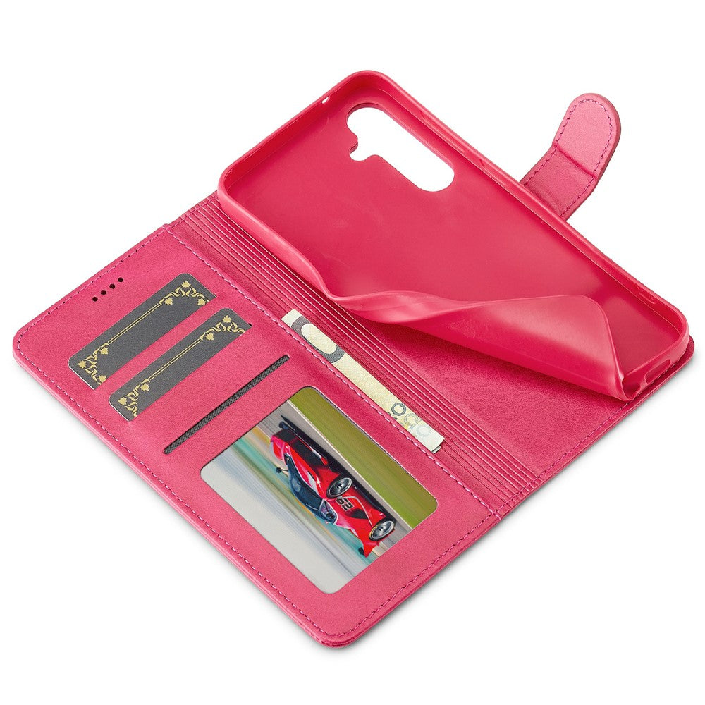 LC.IMEEKE-For-Samsung-Galaxy-S25-FE-Case-Calf-Texture-PU-Leather-Stand-Wallet-Phone-Cover-Rose