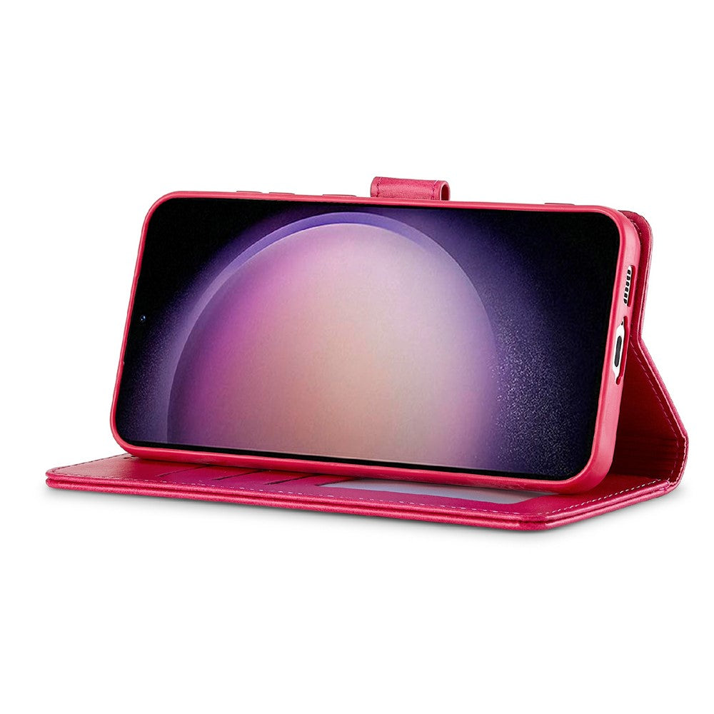 LC.IMEEKE-For-Samsung-Galaxy-S25-FE-Case-Calf-Texture-PU-Leather-Stand-Wallet-Phone-Cover-Rose