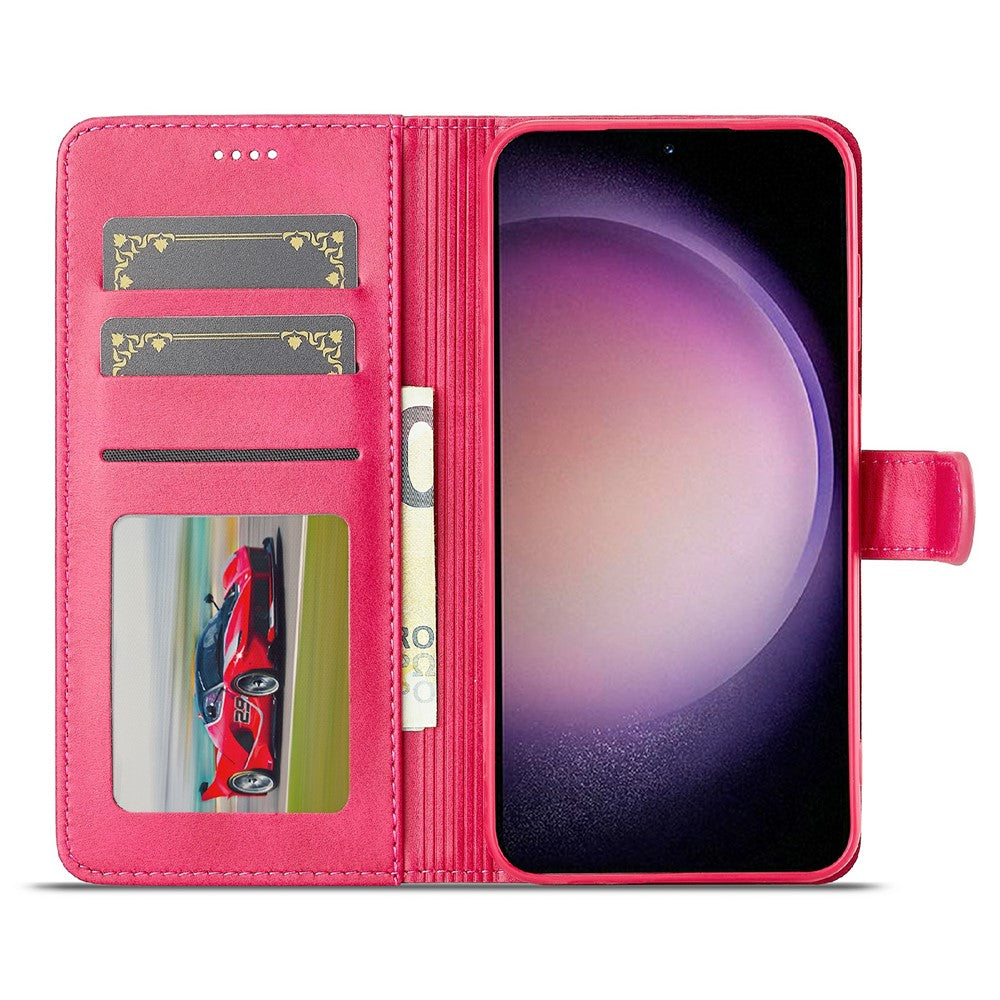 LC.IMEEKE-For-Samsung-Galaxy-S25-FE-Case-Calf-Texture-PU-Leather-Stand-Wallet-Phone-Cover-Rose