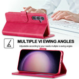 LC.IMEEKE-For-Samsung-Galaxy-S25-FE-Case-Calf-Texture-PU-Leather-Stand-Wallet-Phone-Cover-Rose