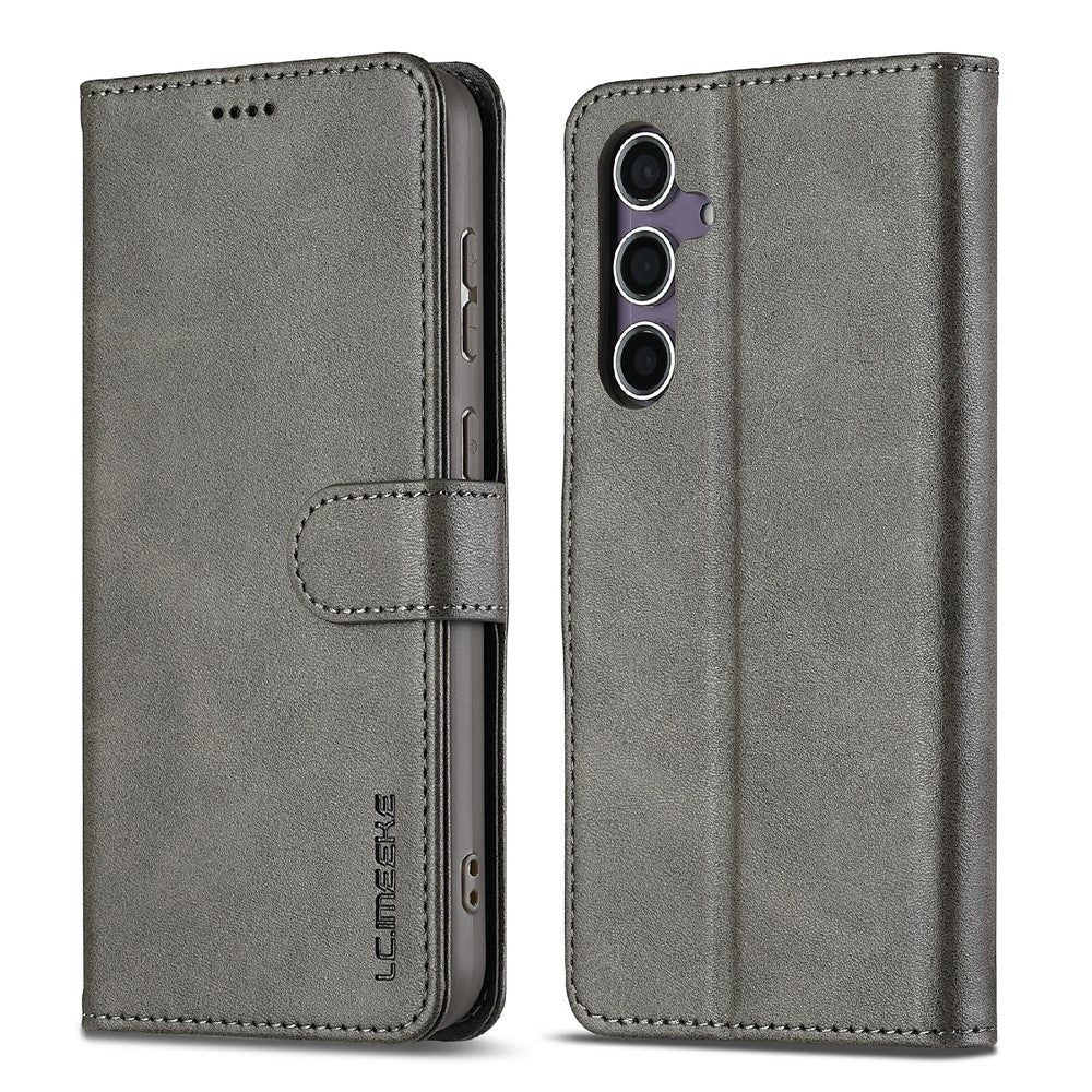 LC.IMEEKE-For-Samsung-Galaxy-S25-FE-Case-Calf-Texture-PU-Leather-Stand-Wallet-Phone-Cover-Grey