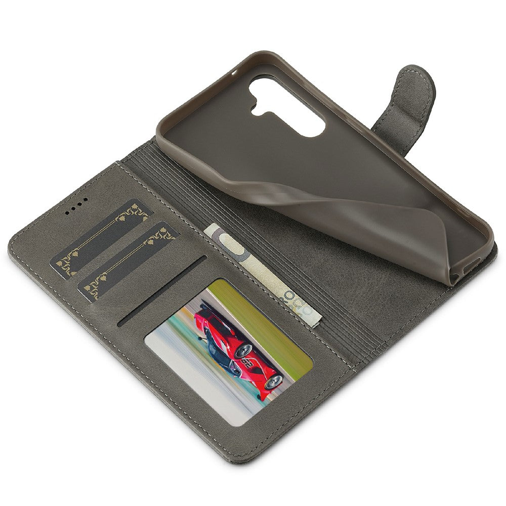 LC.IMEEKE-For-Samsung-Galaxy-S25-FE-Case-Calf-Texture-PU-Leather-Stand-Wallet-Phone-Cover-Grey