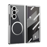 For-Samsung-Galaxy-Z-Fold7-5G-Magnetic-Case-Electroplated-PC-Clear-Phone-Cover-with-Tempered-Glass-Film-Silver