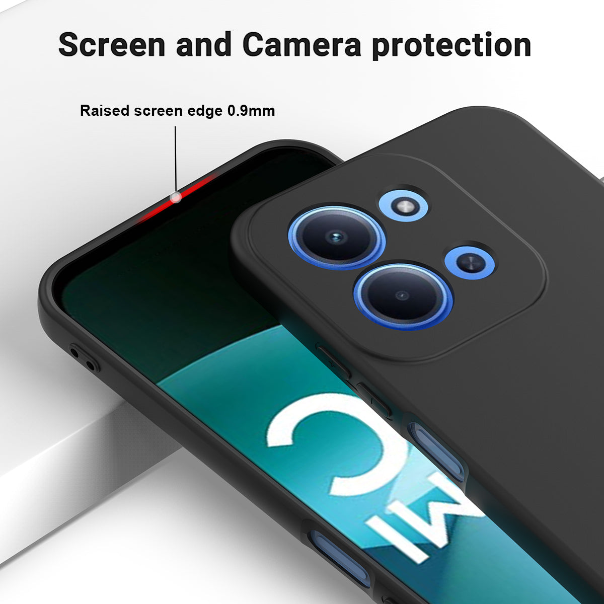 For-Xiaomi-Redmi-15C-5G-(EU)-(173mm)-/-15C-4G-(EU)-(173mm)-Liquid-Silicone-Case-Phone-Back-Cover-with-Hand-Strap-Black