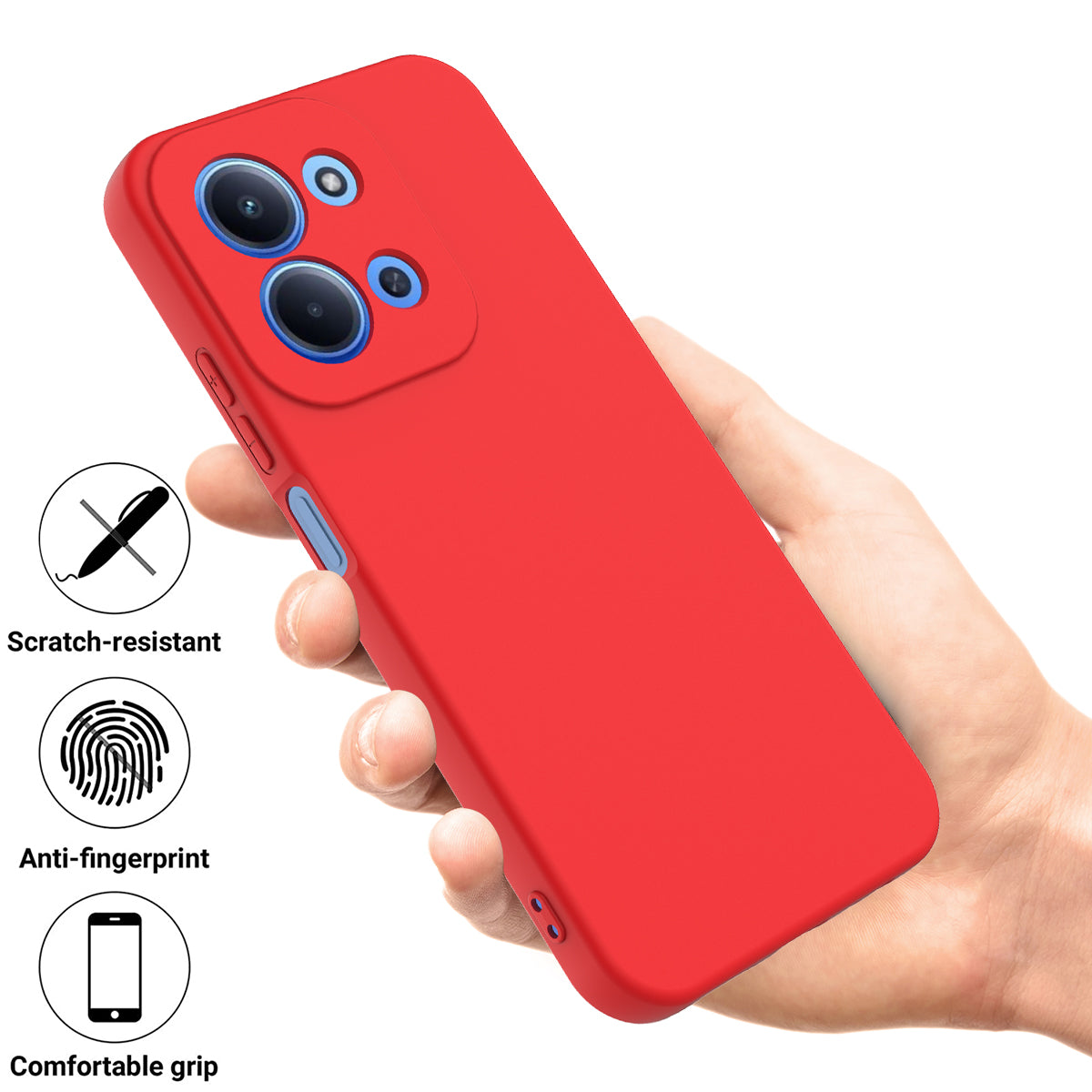 For-Xiaomi-Redmi-15C-5G-(EU)-(173mm)-/-15C-4G-(EU)-(173mm)-Liquid-Silicone-Case-Phone-Back-Cover-with-Hand-Strap-Red