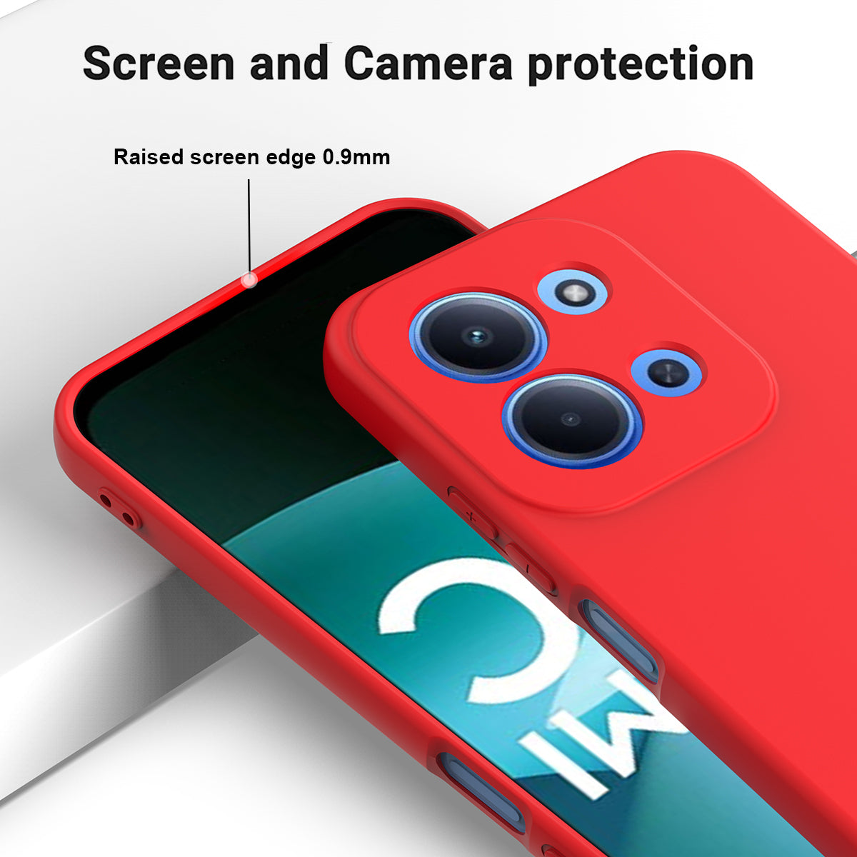 For-Xiaomi-Redmi-15C-5G-(EU)-(173mm)-/-15C-4G-(EU)-(173mm)-Liquid-Silicone-Case-Phone-Back-Cover-with-Hand-Strap-Red