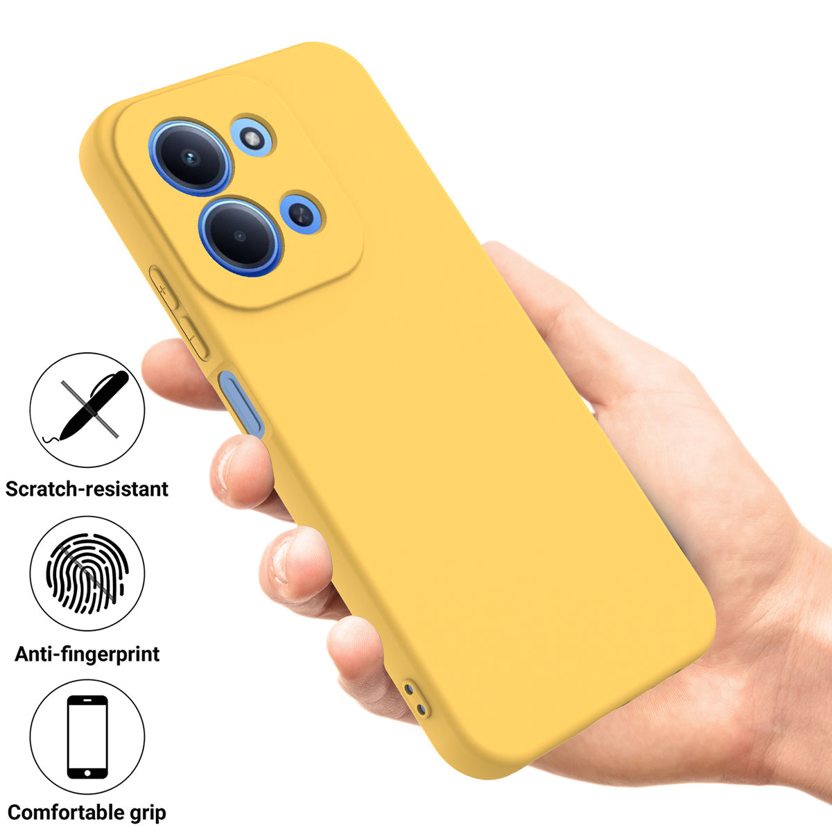 For-Xiaomi-Redmi-15C-5G-(EU)-(173mm)-/-15C-4G-(EU)-(173mm)-Liquid-Silicone-Case-Phone-Back-Cover-with-Hand-Strap-Yellow