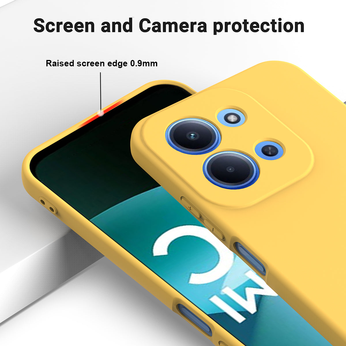 For-Xiaomi-Redmi-15C-5G-(EU)-(173mm)-/-15C-4G-(EU)-(173mm)-Liquid-Silicone-Case-Phone-Back-Cover-with-Hand-Strap-Yellow