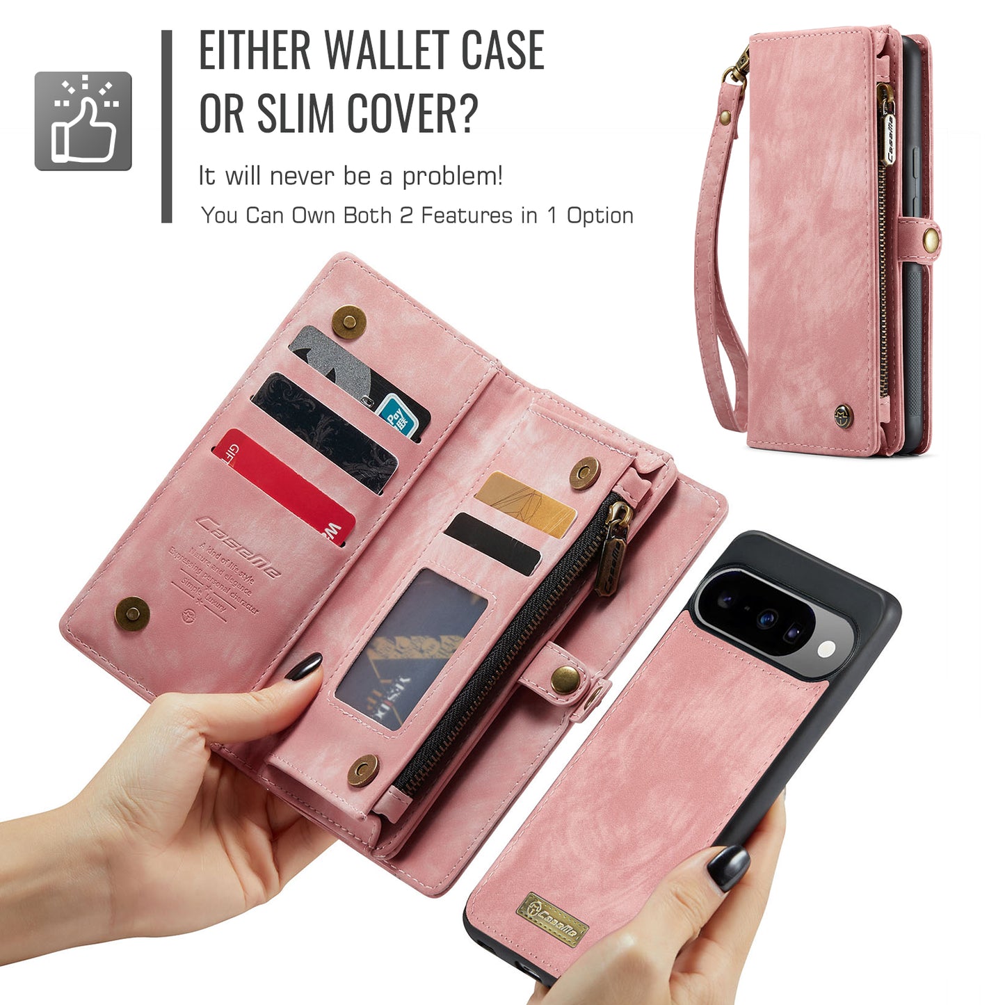 For-Google-Pixel-10-Pro-/-Google-Pixel-10-Phone-Cases-CASEME-008-Leather-Cover-with-Detachable-Wallet-and-Strap-Pink