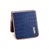 AZNS-For-Samsung-Galaxy-Z-Flip7-5G-Case-Electroplating-Crocodile-Texture-PU-+-PC-Phone-Cover-Blue