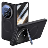 For-Honor-Magic-V5-5G-Magnetic-Case-Hard-PC-Phone-Cover-with-HD-Tempered-Glass-Film,-Lens-Kickstand-Black