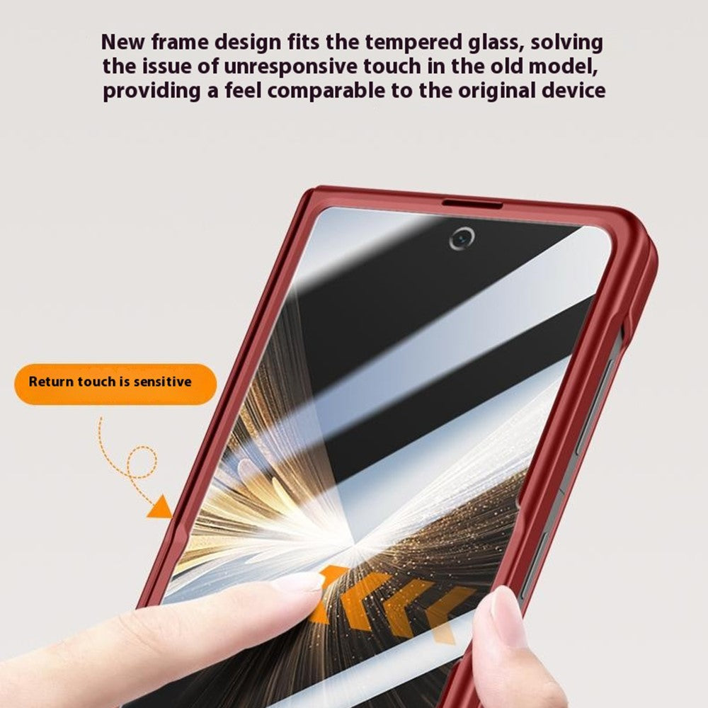 For-Honor-Magic-V5-5G-Magnetic-Case-Hard-PC-Phone-Cover-with-HD-Tempered-Glass-Film,-Lens-Kickstand-Black