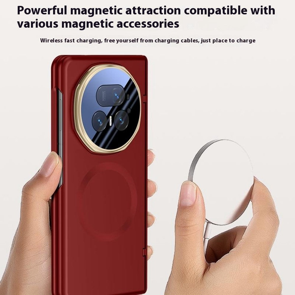 For-Honor-Magic-V5-5G-Magnetic-Case-Hard-PC-Phone-Cover-with-HD-Tempered-Glass-Film,-Lens-Kickstand-Black