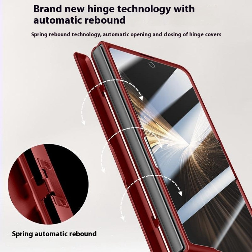 For-Honor-Magic-V5-5G-Magnetic-Case-Hard-PC-Phone-Cover-with-HD-Tempered-Glass-Film,-Lens-Kickstand-Black