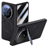 For-Honor-Magic-V5-5G-Magnetic-Case-Hard-PC-Phone-Cover-with-Privacy-Tempered-Glass-Film-/-Lens-Kickstand-Black