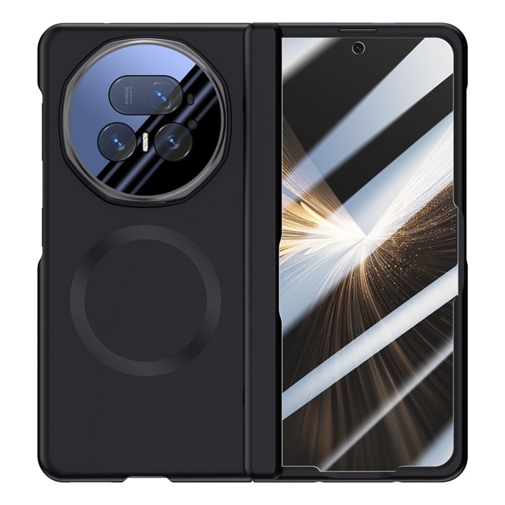 For-Honor-Magic-V5-5G-Magnetic-Case-Hard-PC-Phone-Cover-with-Privacy-Tempered-Glass-Film-/-Lens-Kickstand-Black