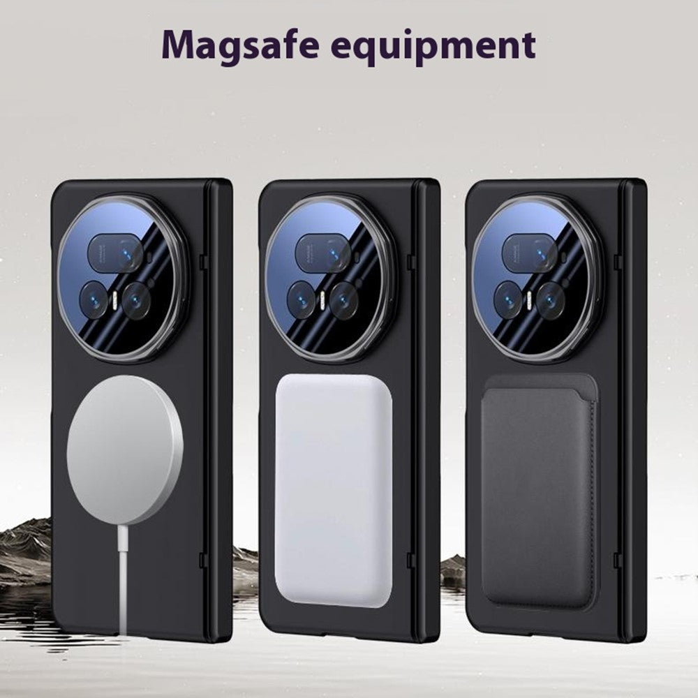 For-Honor-Magic-V5-5G-Magnetic-Case-Hard-PC-Phone-Cover-with-Privacy-Tempered-Glass-Film-/-Lens-Kickstand-Black